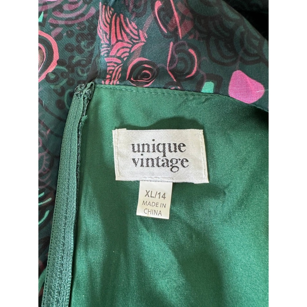Unique Vintage Psychedelic Capelet Sleeveless Maxi Dress XL 14 Green Whimsigoth - Picture 3 of 13